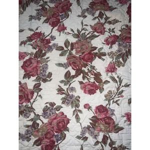 Pine Cone Hill Linen Floral Reversable Queen Quilt Bed Coverlet Cottagecore